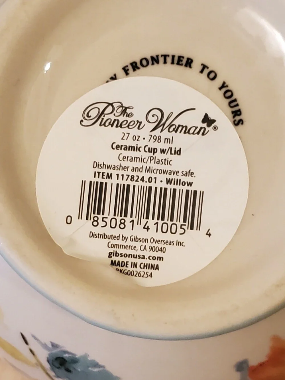 The Pioneer Woman Floral Ceramic - Cup-Soup-Mug Aqua Handle 27oz.